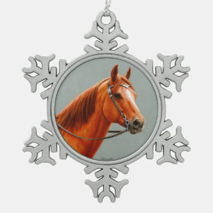 Ornement Flocon De Neige Red Dun Chestnut Sorrel Western Quarter Horse