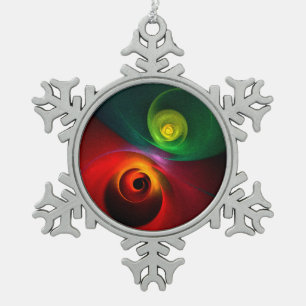 Ornement Flocon De Neige Red Green Yin Yang Moderne Motif d'art Abstrait #2