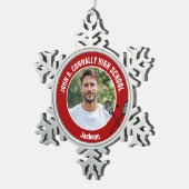 Ornement Flocon De Neige Red Lacrosse Player Photo High School (Vue impression)