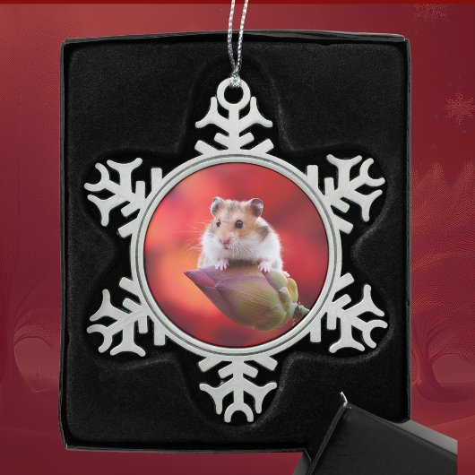 Ornement Flocon De Neige Red Lotus Bud Hamster