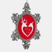 Ornement Flocon De Neige Red & White M & Mme Deer Couple (Gauche)