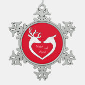 Ornement Flocon De Neige Red & White M & Mme Deer Couple (Devant)