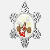 Ornement Flocon De Neige Reindeer Drunk Funny Caractère de Noël (Vue impression)