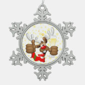 Ornement Flocon De Neige Reindeer Drunk Funny Caractère de Noël (Devant)