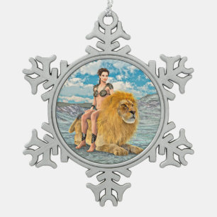 Ornement Flocon De Neige Reine Lion Fantaisie