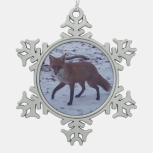 Ornement Flocon De Neige Renard roux dans la neige
