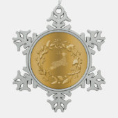 Ornement Flocon De Neige Rennes d'or et couronne Noël (Devant)