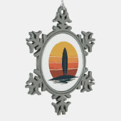 Ornement Flocon De Neige Retro Sunset Surfboard (Gauche)