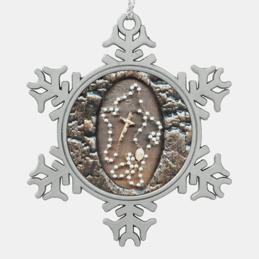 Ornement Flocon De Neige Rosaire (Devant)