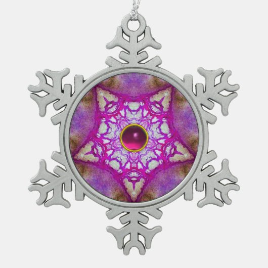 ORNEMENT FLOCON DE NEIGE ROSE ABSTRAITE ÉTOILE ET FUCHSIA AMÉTHYST GEM (Devant)