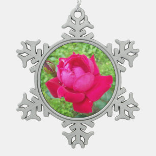 Ornement Flocon De Neige Rose dans la fleur
