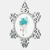 Ornement Flocon De Neige Roses turquoise avec touches (Vue impression)