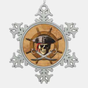Ornement Flocon De Neige Roue de pirate de jolly roger