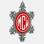 Ornement Flocon De Neige Rouge Blanc 3 Monogramme Initiale Cercle Fonte DIY (Gauche)