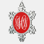Ornement Flocon De Neige Rouge Blanc 3 Original Vigne Monogramme Police do- (Vue impression)