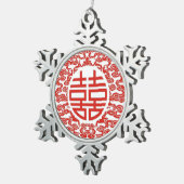 Ornement Flocon De Neige rouge double bonheur mariage chinois moderne (Vue impression)