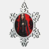 Ornement flocon de neige rouge noir (Vue impression)