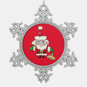 Ornement Flocon De Neige Rouge Santa Claus Flocon de neige Pewer Noël Ornam