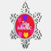Ornement Flocon De Neige Roumain - Je vous aime (Vue impression)