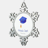 Ornement Flocon De Neige Royal Blue Cap Graduation Christmas (Vue impression)