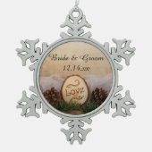 Ornement Flocon De Neige Rustic Pines Woods Mariage (Devant)