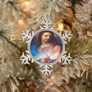 Ornement Flocon De Neige Sacré Coeur de Jésus