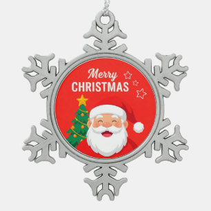 Ornement Flocon De Neige Salutation Joyeuse du Père Noël