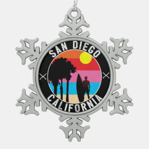 Ornement Flocon De Neige San Diego surfant la Californie noircit des Swamis