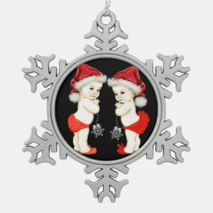 Ornement Flocon De Neige Santa Bébé Jumeaux Bébé Noël