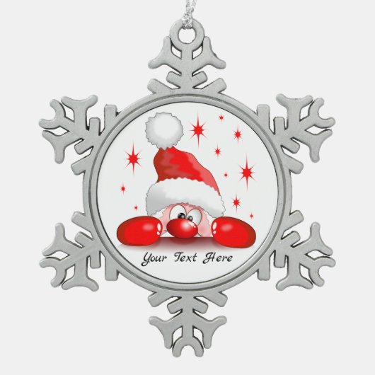 Ornement Flocon De Neige Santa Cartoon Cute Peeking Character © BluedarkArt (Devant)