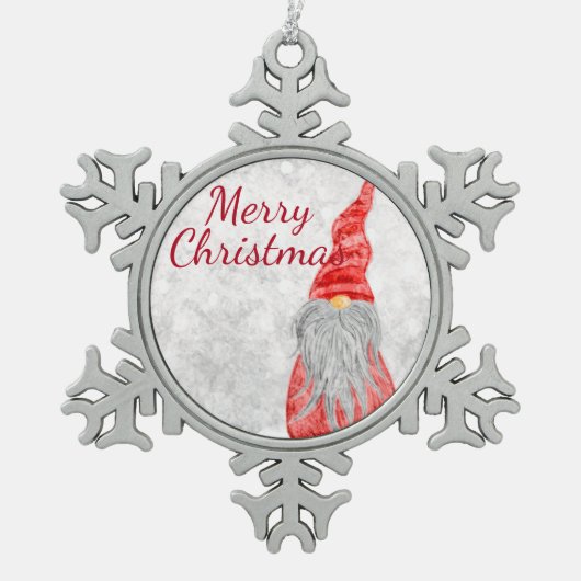 Ornement Flocon De Neige Santa Claus Gnome sur terrain neigeux (Devant)