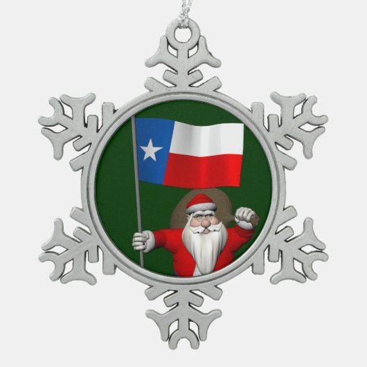 Ornement Flocon De Neige Santa Claus with Ensign Of Texas (Devant)