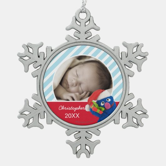 Ornement Flocon De Neige Santa Hat Grover | Ajouter Votre Nom (Devant)