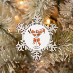 Ornement Flocon De Neige Santa Martini Coquette Féminin Noël Arc Festif