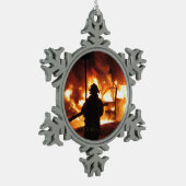 Ornement Flocon De Neige Sapeur-pompier dans les flammes (Gauche)
