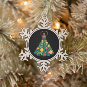 Ornement Flocon De Neige Sapin de Noël Robe Xmas Lumières Femme Afro