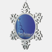 Ornement Flocon De Neige Sapin de Noël saphir (Vue impression)