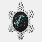 Ornement Flocon De Neige Saxophone et notes de musique (Vue impression)