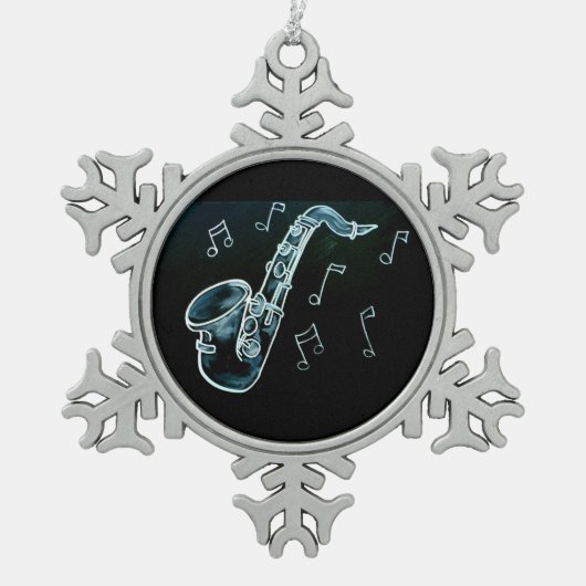 Ornement Flocon De Neige Saxophone et notes de musique (Devant)