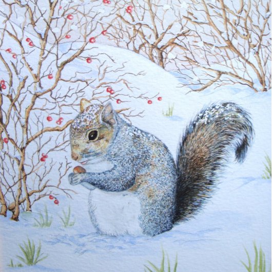 Ornement Flocon De Neige scène de neige d'écureuil gris