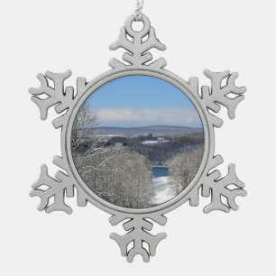 Ornement Flocon De Neige Scène hivernale à Locust Grove