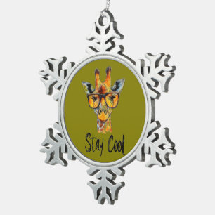 Ornement Flocon De Neige Séjour Cool - Giraffe avec lunettes de soleil Illu