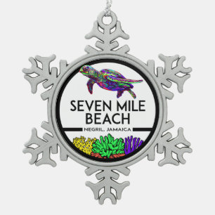 Ornement Flocon De Neige Seven Mile Beach Negril La tortue de mer de Jamaïq