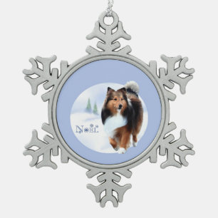 Ornement Flocon De Neige Shetland Sheepdog Noel Porte - clé