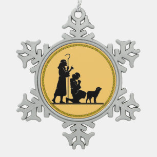 Ornement Flocon De Neige Silhouette des bergers de Noël