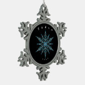 Ornement Flocon De Neige Silver Black and Blue Custom Snowflake (Gauche)