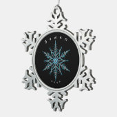 Ornement Flocon De Neige Silver Black and Blue Custom Snowflake (Vue impression)