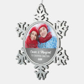 Ornement Flocon De Neige Silver Damask 1er Noël Ensemble Photo (Vue impression)