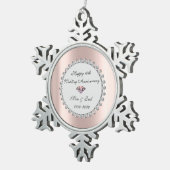 Ornement Flocon De Neige Silver Diamonds Rose Gold 10e anniversaire Mariage (Vue impression)