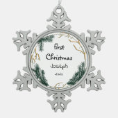 Ornement Flocon De Neige simple élégant bébé premier noël (Devant)